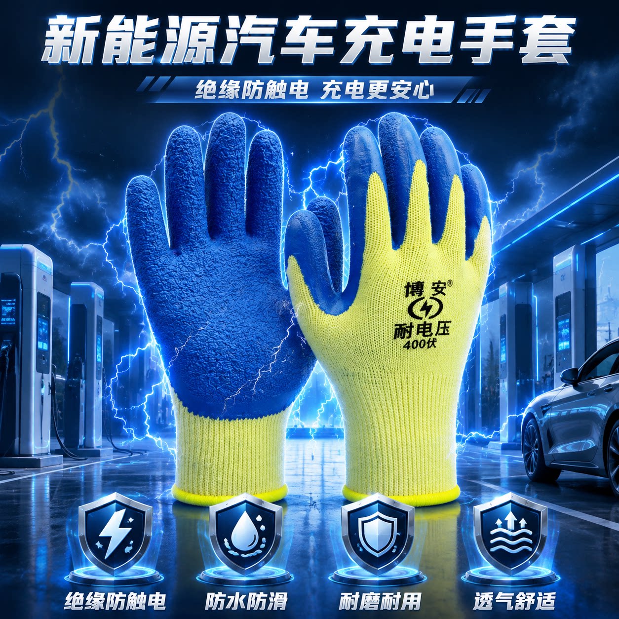 新能源汽车充电手套绝缘防触电专用电工汽车维修检查防护耐磨手套