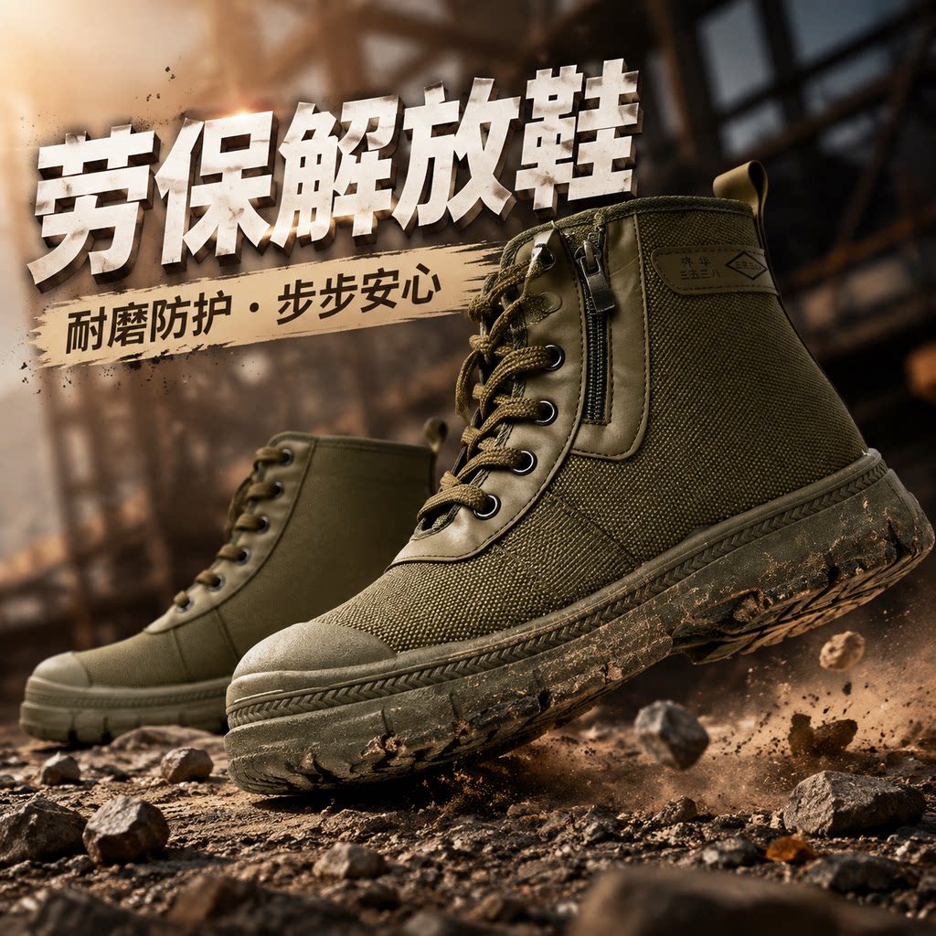 男款高帮防滑耐磨正品劳保解放鞋图片