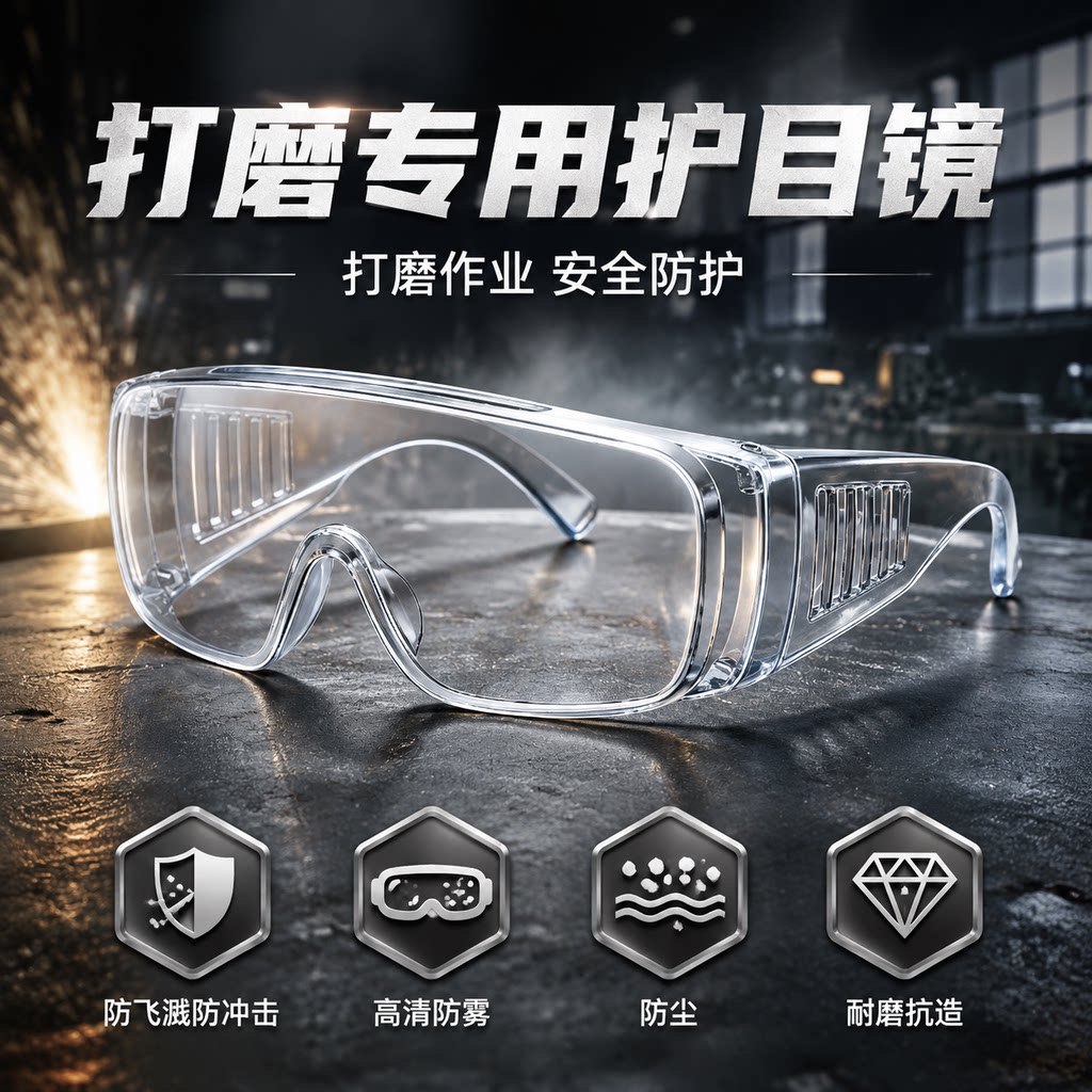 打磨专用护目镜防护眼镜防风防尘防飞溅安全防护透明护目镜高清