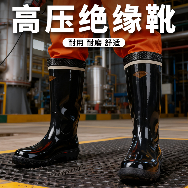 6KV高压绝缘雨靴防水保暖加绒
