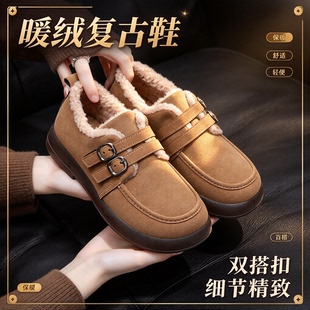 老北京女士冬款棉鞋加绒防滑豆豆鞋防滑保暖妈妈鞋休闲韩版毛毛鞋