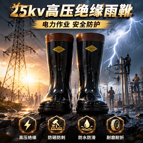 高压绝缘雨靴25kv绝缘电工专用国家电网供电局防水防滑10kv雨鞋