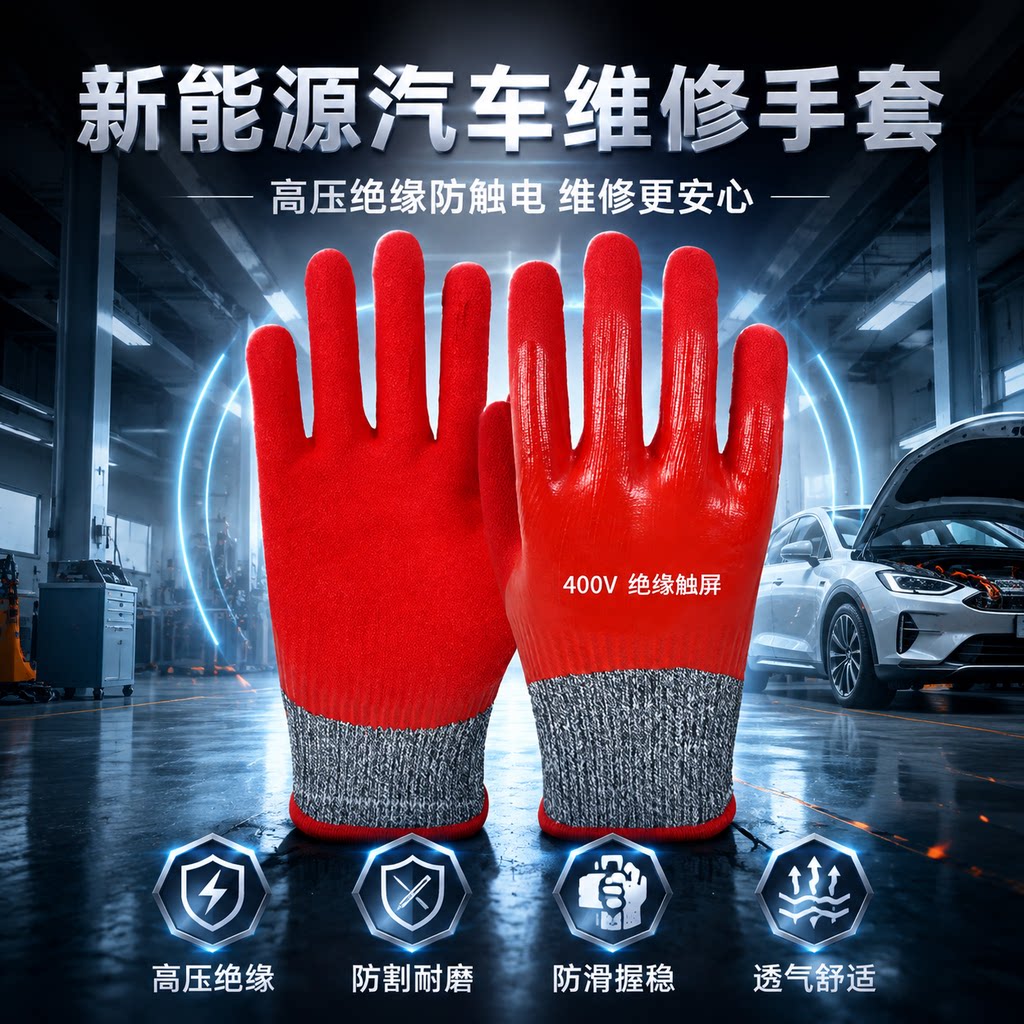 新能源汽车维修专用绝缘手套400V防触电电工耐磨防滑电工专用低压