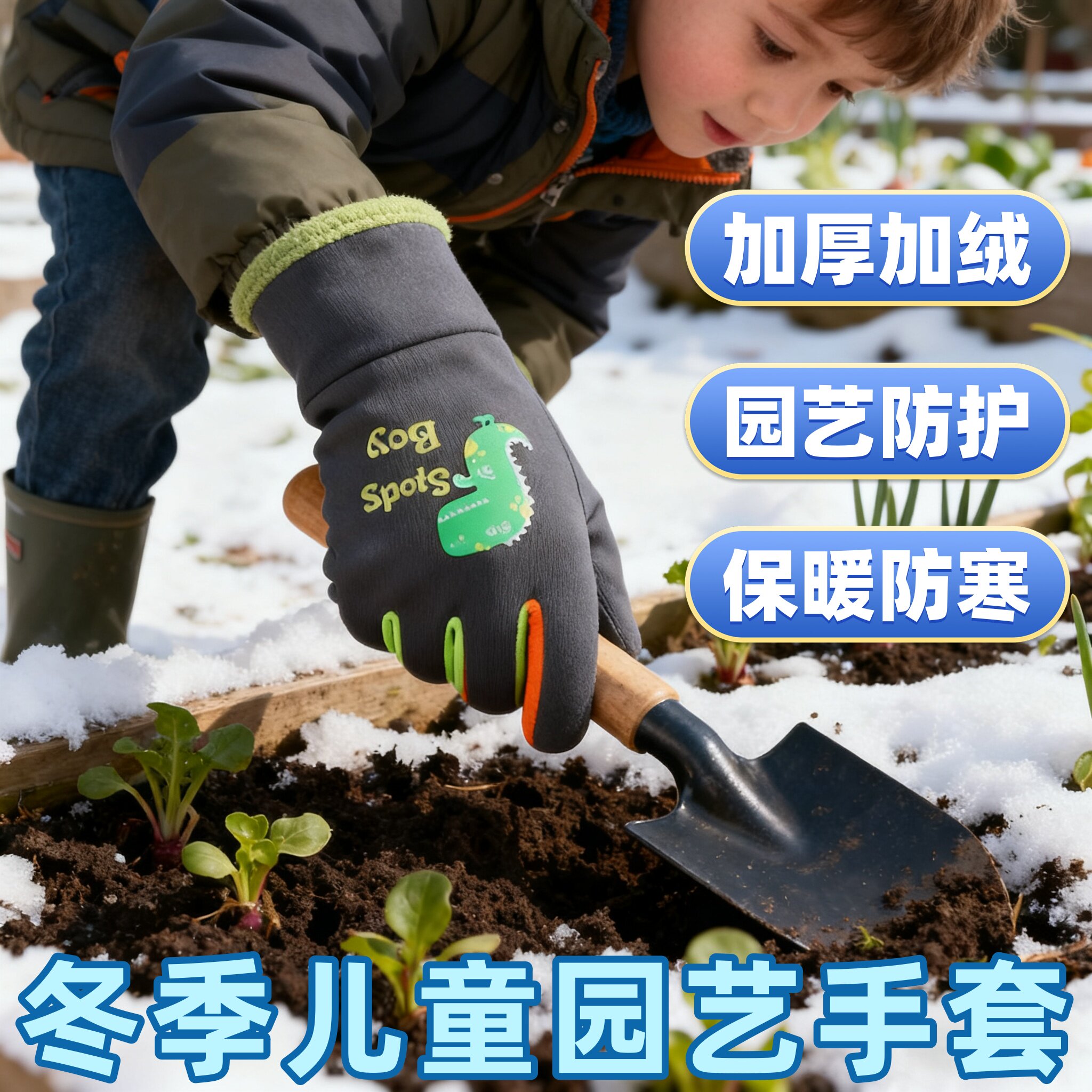 儿童园艺手套冬季专用保暖