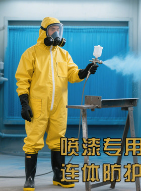 喷漆专用防护服一体式防护服连体全身防腐蚀耐酸碱全套工业化工服