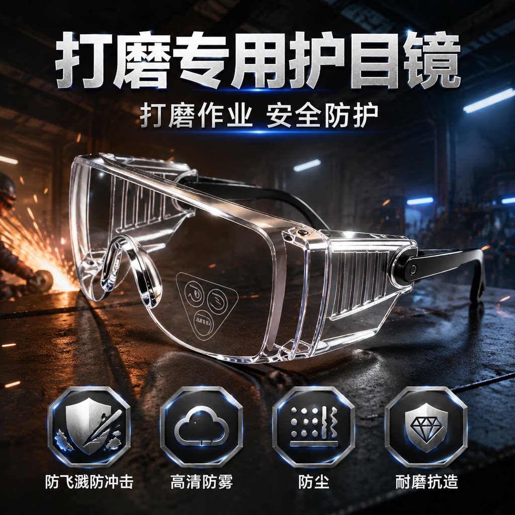 打磨专用护目镜防护眼镜防风防尘防飞溅安全防护透明护目镜高清