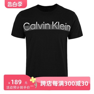 CALVIN KLEIN卡尔文克莱恩CK男士字母款圆领T恤时尚休闲短袖现货