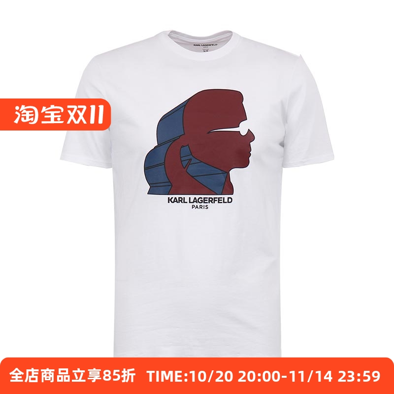 老佛爷男款休闲简约短袖T恤个性印花时尚半袖新款潮流男装体恤