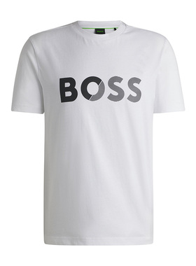HUGO BOSS 雨果博斯男士圆领短袖T恤白色时尚休闲简约透气半袖