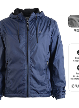 calvin klein卡尔文克莱恩ck外套男士连帽薄绒软壳夹克男装冲锋衣