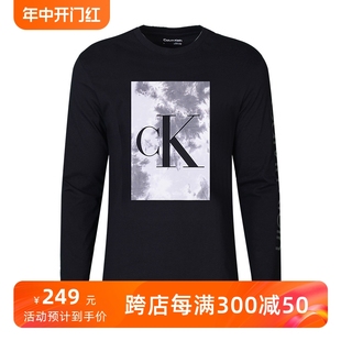 T恤时尚 CALVIN 长袖 现货 KLEIN卡尔文克莱恩CK男图案款 圆领打底衫