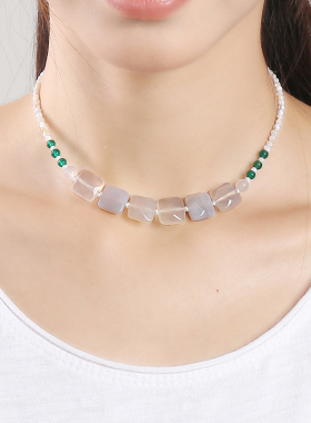 逸水红颜玛瑙女性挡疤项链锁骨链