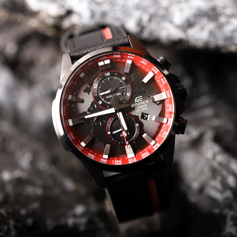 卡西欧手表男兔年新年地球之心efr-303cl-1a真皮防水腕表时尚休闲