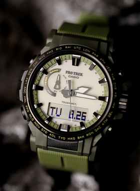 新款卡西欧登山户外PROTRKE高度温度气压太阳能男表PRW-61LD-3