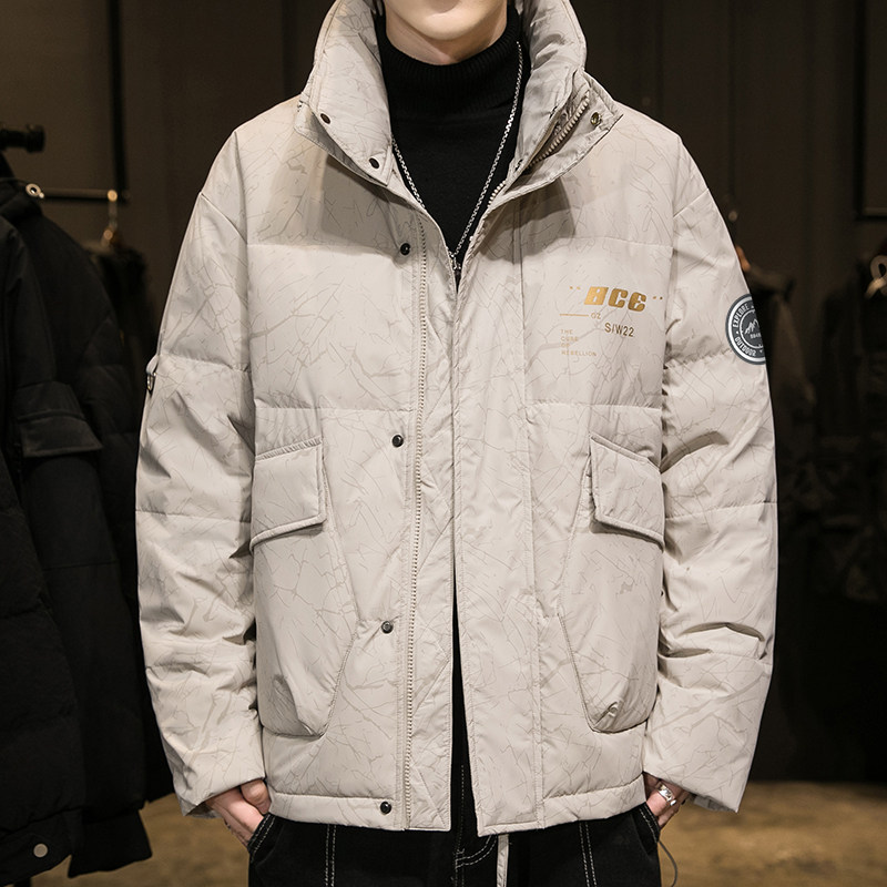 罗登冬季男士新款羽绒服立领修身潮流帅气加厚保暖白鸭绒青年学生