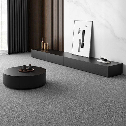 简约黑色实木落地电视柜茶几组合