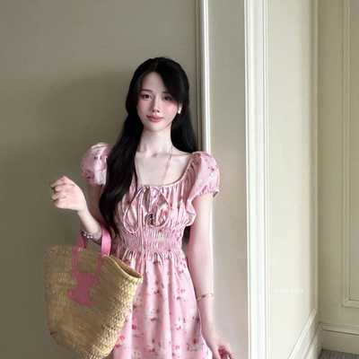 正品 DARA ROSE 夏季碎花掐腰收腰显瘦仙女长裙吊带连衣裙 S9582