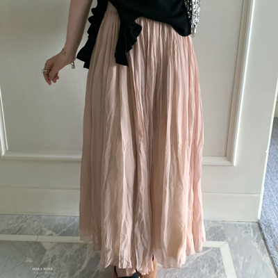 正品 DARA ROSE 夏季韩系褶皱肌理感垂感长款半身裙 S9446