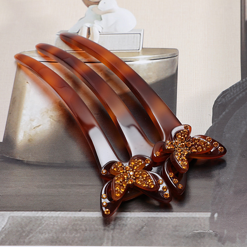 发簪镶钻发梳发卡镶钻蝴蝶发梳