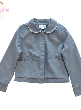 小淑女与约翰专柜正品双层深灰色娃娃领长袖暗扣外套女童秋季