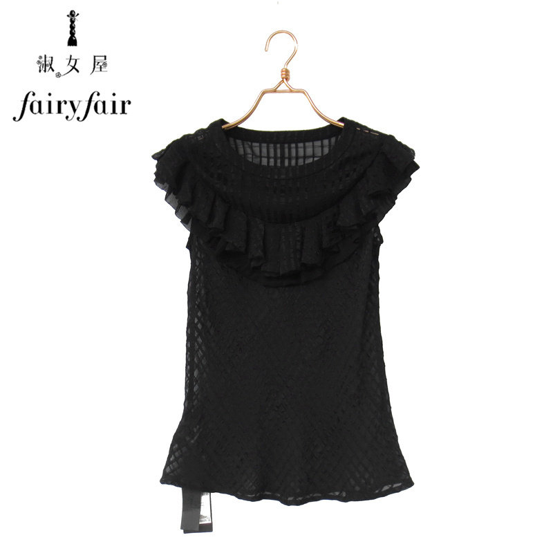 荷叶边FAIRYFAIR短袖雪纺衬衫