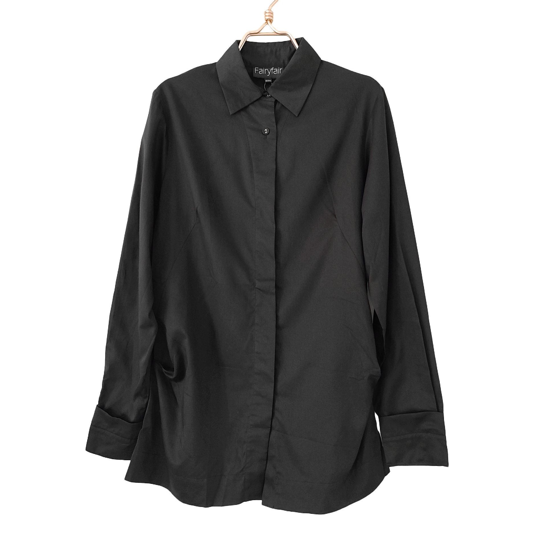 秋季正品淑女屋黑色全棉长袖衬衫