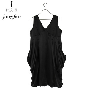 夏款特价 FAIRYFAIR专柜 性感V领无袖丝滑雪纺连衣裙宴会中裙