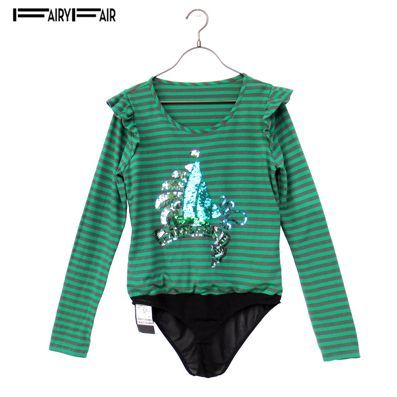 专柜正品条纹连体纯棉长袖T恤