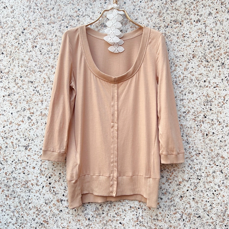 FAIRYFAIR高端专柜正品咖啡色圆领纯棉舒适T恤衫女式