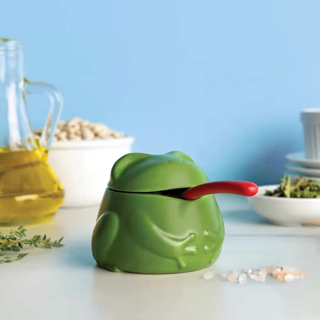 OTOTO 蛤蟆盐椒瓶 青蛙调味罐 Lily创意陶瓷套装厨房家用厨房收纳