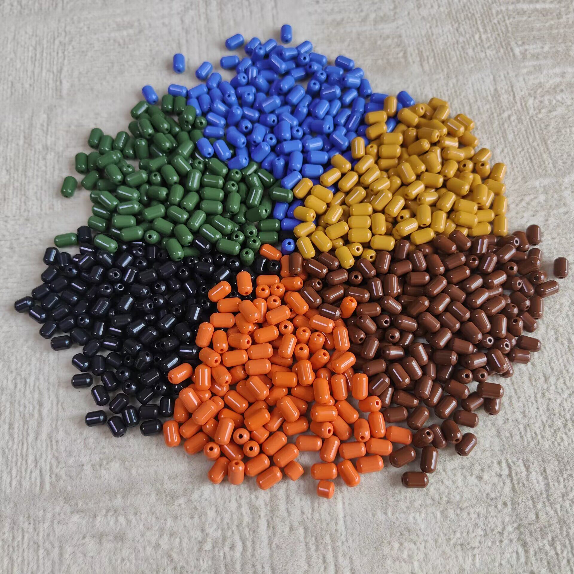 韩国麦饭石彩色胶囊5x9mm米粒珠托玛琳石负离子手链项链diy用颗粒