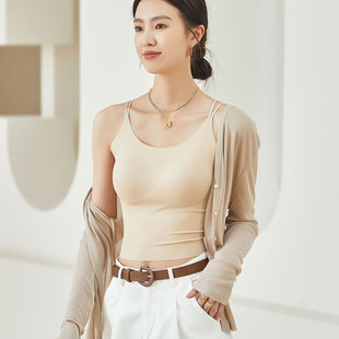 真丝吊带抹胸 内衣短打底吊带文胸一体透气 软支撑无痕贴合美背款