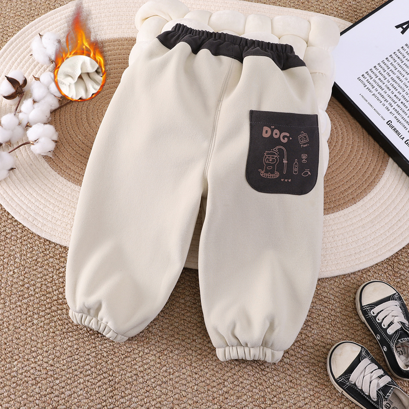 男童加绒裤子儿童一体绒休闲卫裤