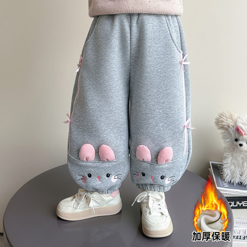儿童束脚卫裤女童加绒裤子秋冬款