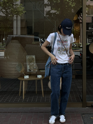 NEW STUDIO 牛牛家 夏季紧身薄款九分裤女士牛仔裤 深蓝色