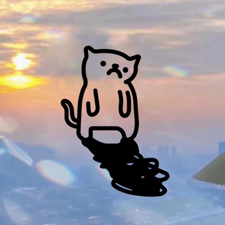 电动车贴悲伤的猫猫涂鸦影子线条可爱宠物漆面玻璃防水车贴纸