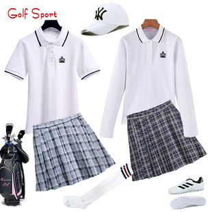 T恤golf球服女装 运动短裙半身裙套装 翻领短袖 女士高尔夫衣服夏季