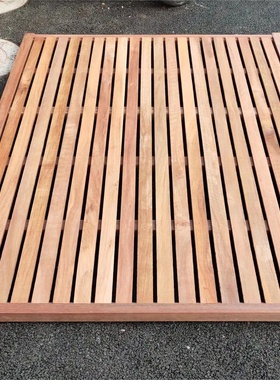 原木1.5m实木床板1.35柳桉木排骨架席梦思加硬床垫可定制上海包邮