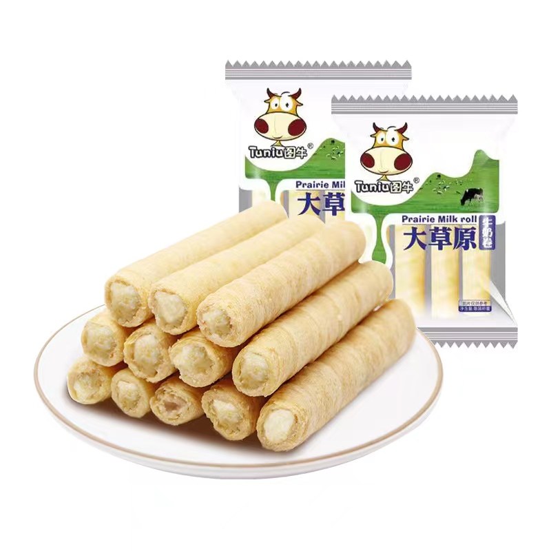 图牛阿莎牧奶茶卷夹心蛋卷酥脆饼干大草原牛奶卷夹心蛋卷早餐零食
