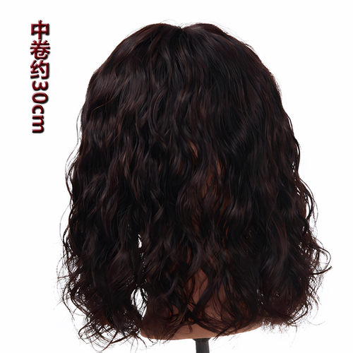 枝生蝶假发女齐斜刘海短发卷发片头顶补发片真发隐形头顶假发片 - 封面