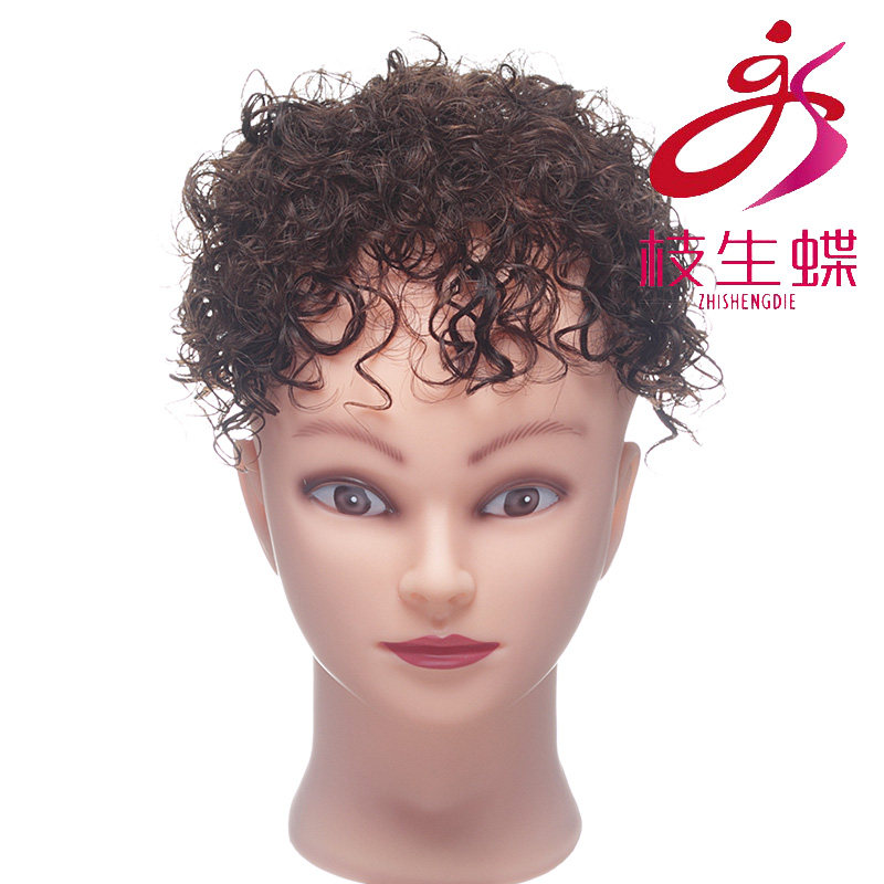 枝生蝶假发仿递针隐形头顶真人发丝中老年女士补发片发块短卷发顶