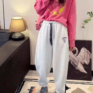 Yongwill小羊纸袋2051棒球狗收脚纯棉加绒加厚休闲卫裤 宽松显瘦冬