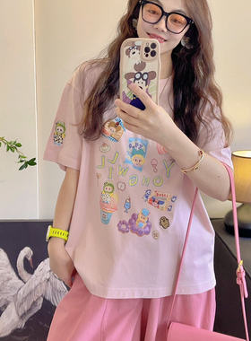 Yongwill小羊纸袋3750甜品布布纯棉短袖T恤显瘦百搭韩版宽松上衣