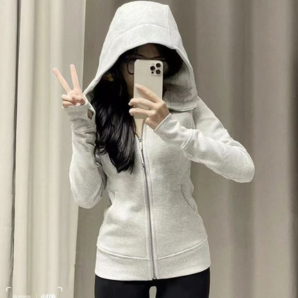 连帽春秋秋季运动外套瑜伽上衣短款新款2024女秋冬修身款卫衣加绒