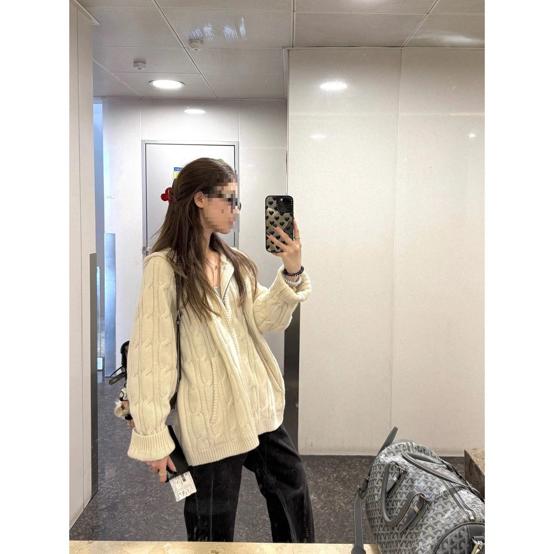 2810# Xzz charmingl 老钱调 连帽麻花毛衣开衫女装时尚休闲外套