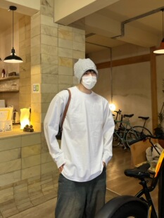 秋冬基础300g黑白纯棉T恤宽松内搭Temporary Exile休闲打底长袖