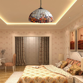 欧式 tiffany16寸富贵花天然贝壳书房卧室餐厅LED古典艺术升降吊灯