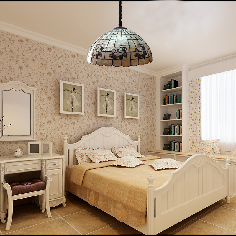 包邮欧式帝凡尼18寸玉兰花古典天然贝壳棋牌吧台卧室书房升降吊灯