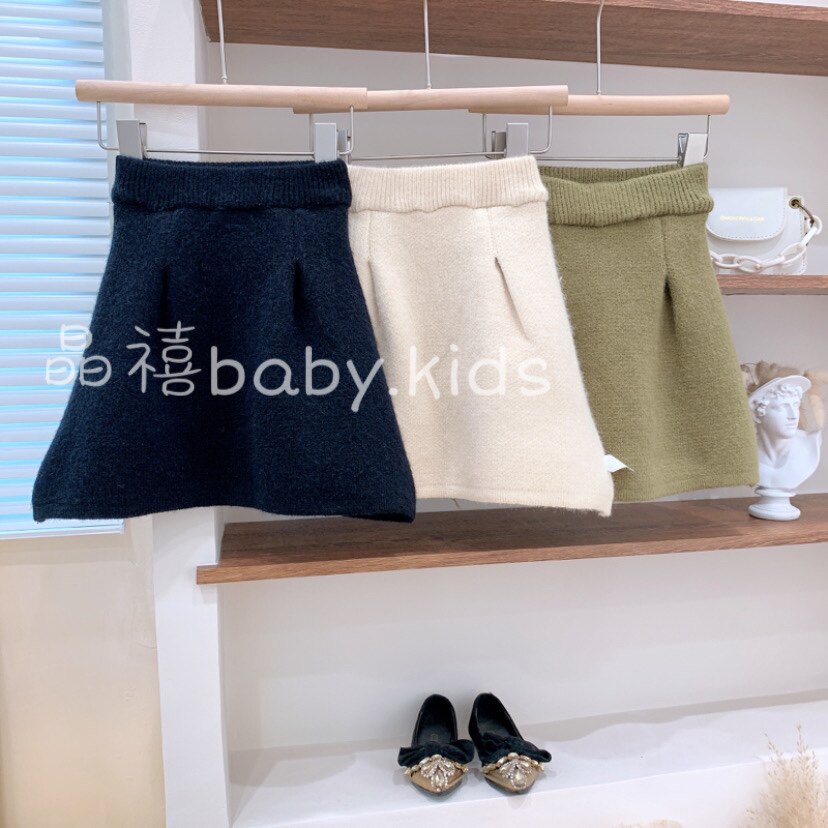 清仓不退换秋冬新款韩版女童百搭针织半身裙打底毛线裙a字裙子