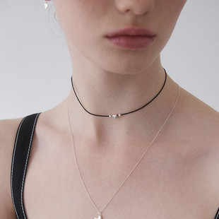 韩国博主同款 新品 s925纯银爱心极细编织不掉色绳颈链项链 L夏季